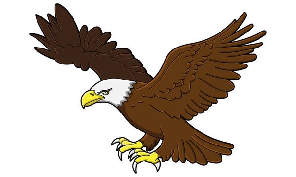 Águila calva estilo dibujos animados aislada sobre un fondo blanco o transparente - Vector, imagen