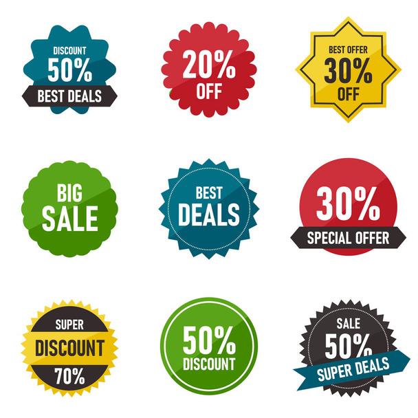 sale discount promo badges sales marketing strategy modern multicolor design sheet 1 - Vector, Image