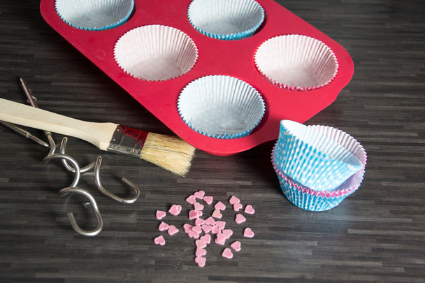 baking ingredients on dark - Фото, изображение