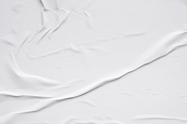 Branco em branco amassado e vincado papel poster textura fundo - Foto, Imagem