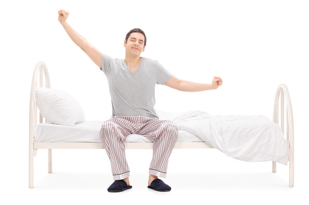 Man waking up and stretching - Foto, Imagem