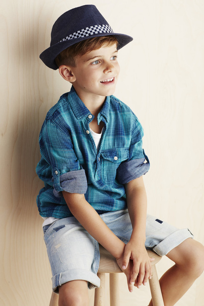 Boy wearing checked shirt - Zdjęcie, obraz