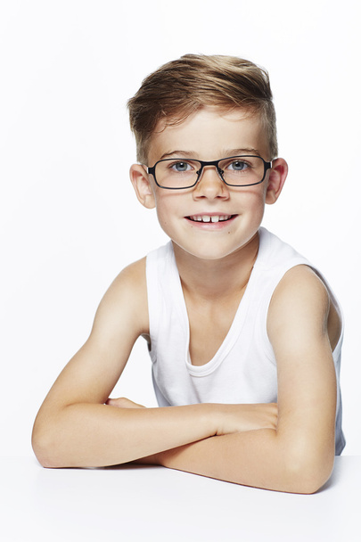 Young boy wearing glasses - 写真・画像