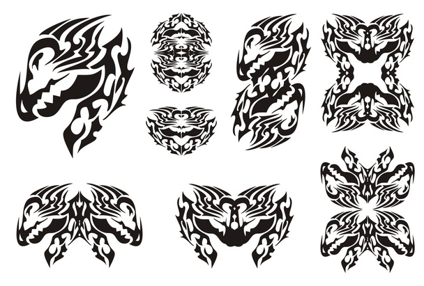 Рогатий дракон набір в племінному стилі
 - Вектор, зображення
