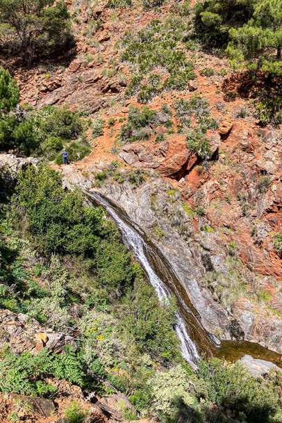 Hiking trail to waterfalls over river Caballos, Sierra de la Nieves National Park in Tolox, Malaga, Spain - Photo, Image