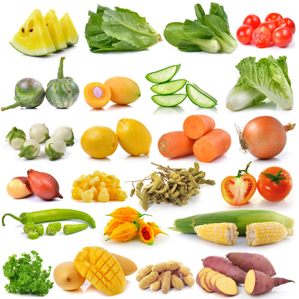 набор фруктов и овощей на белом фоне
 - Фото, изображение
