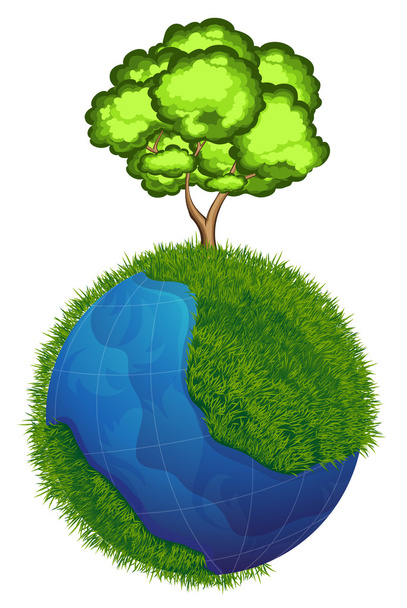 Globe and tree - Vettoriali, immagini