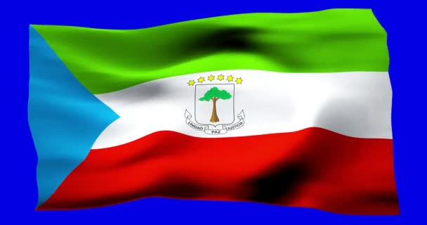 Реалистичный флаг Экваториальной Гвинеи. Иллюстрация волнистой текстуры ветра. - Кадры, видео