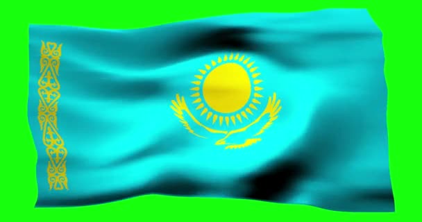 Realistická vlajka Kazachstánu. Ilustrace vlnité struktury větru. - Záběry, video