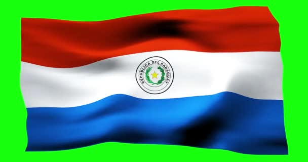 Realistyczna flaga Paragwaju. Ilustracja falistej tekstury wiatru. - Materiał filmowy, wideo