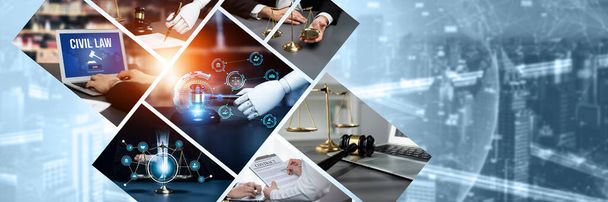 AI rules and law concept enforce to control AI artificial intelligence social responsibility and ensure fairness and transparency in usage of NLP generative AI to comply with international regulation - Photo, Image