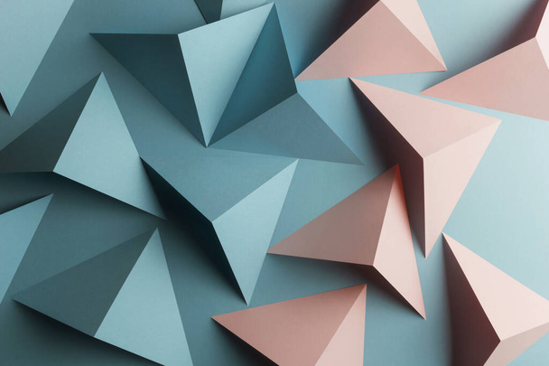 Pembe ve açık mavi geometrik şekiller, kağıt doku arkaplanı - Fotoğraf, Görsel