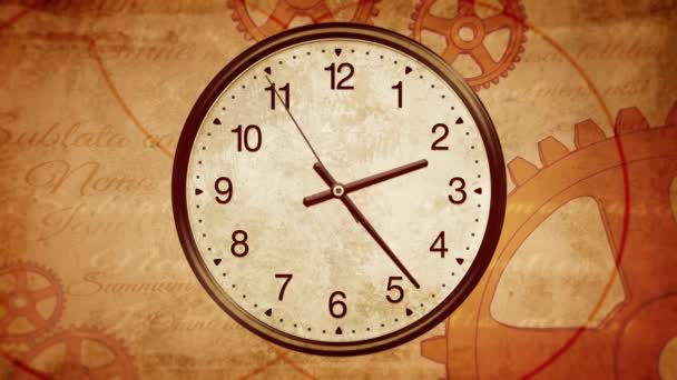 Αρχαία ρολόι φόντο. Πέρασμα του χρόνου σε παλιό ρολόι. Πίσω στην ιστορία - Πλάνα, βίντεο