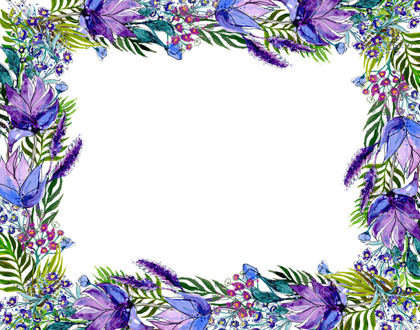 Floral frame with wildflowers - Vektör, Görsel