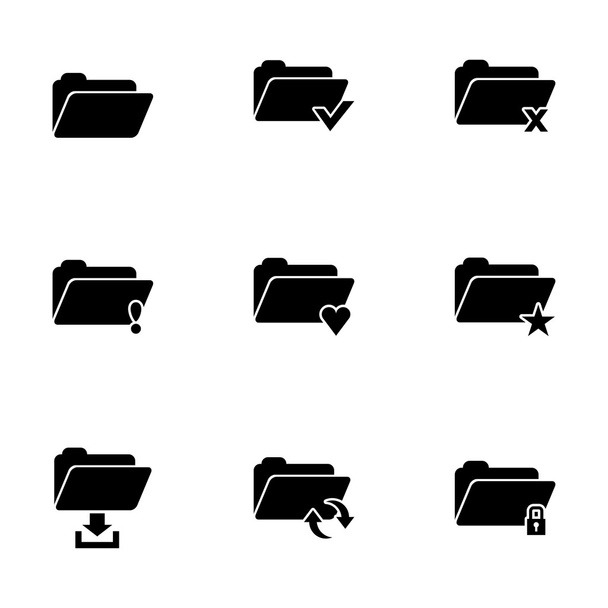 Vector black folder icon set - Вектор, зображення