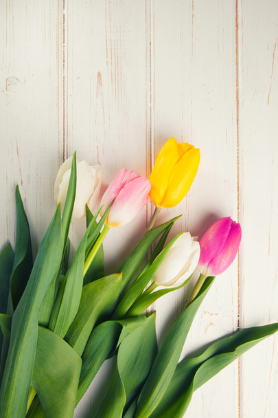 Bouquet of tulips on white background - Zdjęcie, obraz