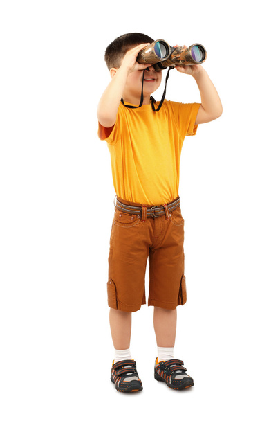 Little boy looking through binoculars - Photo, Image