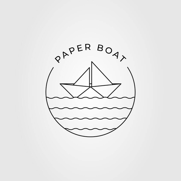 μινιμαλιστικό χάρτινο σκάφος στο σχεδιασμό εικονογράφησης φορέων λογότυπου νερού - Διάνυσμα, εικόνα