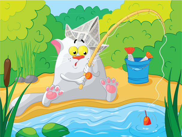 Pesca de gato no rio
. - Vetor, Imagem