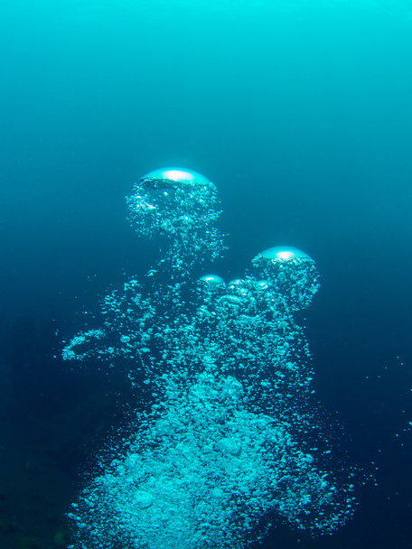 Burbujas de un buceador SCUBA
 - Foto, imagen