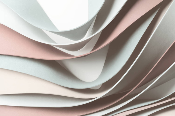 Curved elements on white background, stripe waves, 3d illustration - Photo, Image