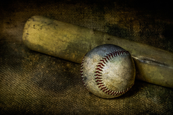 Baseball and Bat on Burlap - Photo, Image