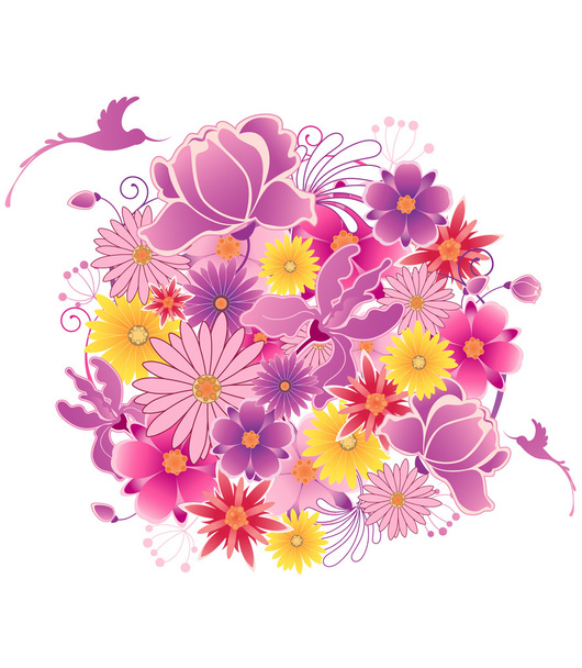 Colored floral background - Vector, Imagen