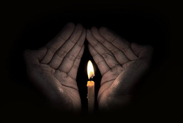 Candle light in hand, Hope concept - Photo, Image