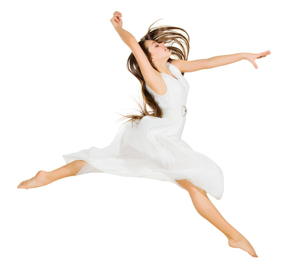 Young dancing girl in dress - Fotoğraf, Görsel