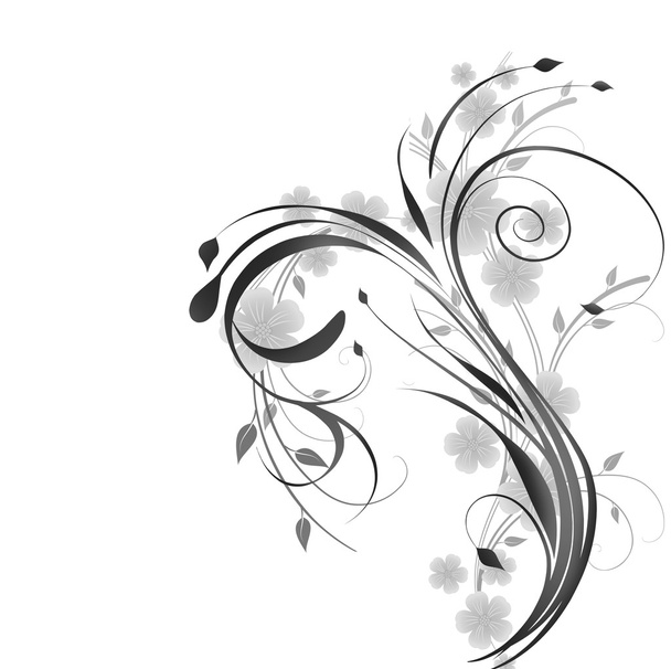Black and white floral design element. - Vector, Image