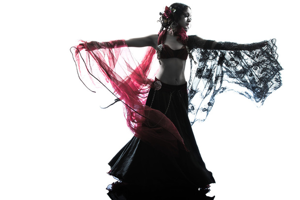 arabic woman belly dancer dancing silhouette - Photo, Image