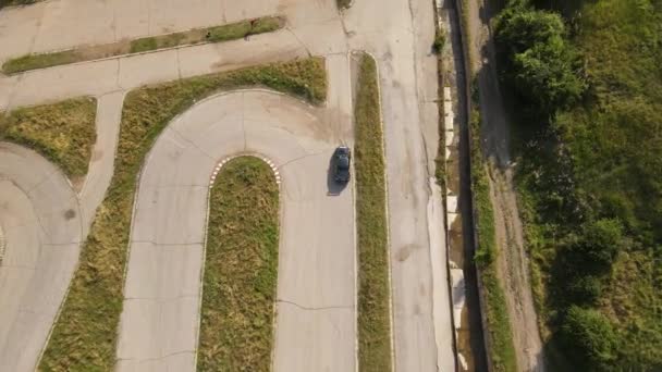 Subaru Track Drift Fail Top Down Chase Drohne - Filmmaterial, Video