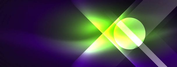Egy élénk zöld és sárga fény megvilágítja a lila hátteret, színes vizuális effektust hozva létre, amely egy lencse fellobbanására emlékeztet. A színek kombinációja élénk és dinamikus légkört idéz elő. - Vektor, kép