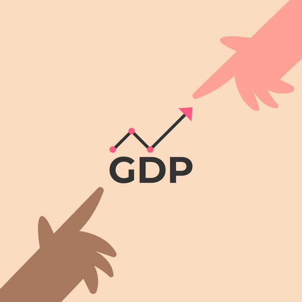Gross Domestic Product or GDP. Recession, Business, Consumption, Investment. Businessman's point on graph. Flat vector illustration. - Vector, Image