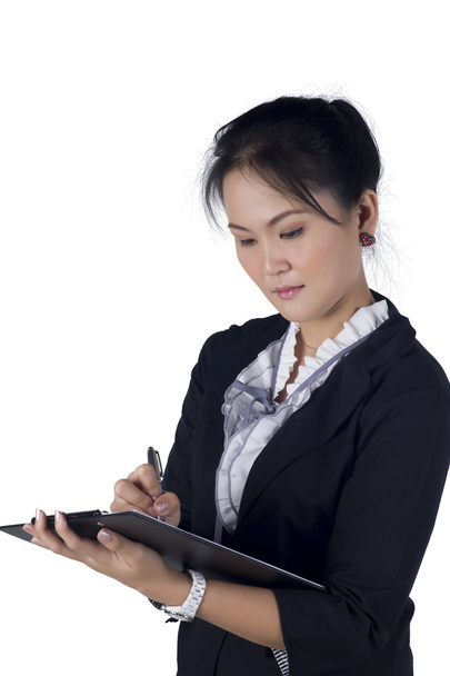 Portrait of a successful business woman holding a folder - Foto, Imagem