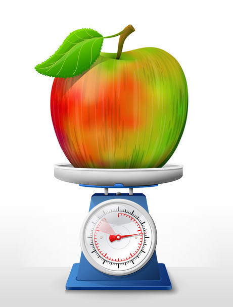 Apple fruit op schaal pan - Vector, afbeelding