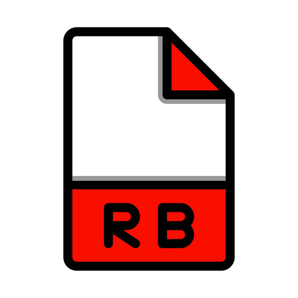 Rbファイル形式のアイコン。 拡張ドキュメントファイルアイコンシンボル. フラットなアウトラインスタイルで - ベクター画像