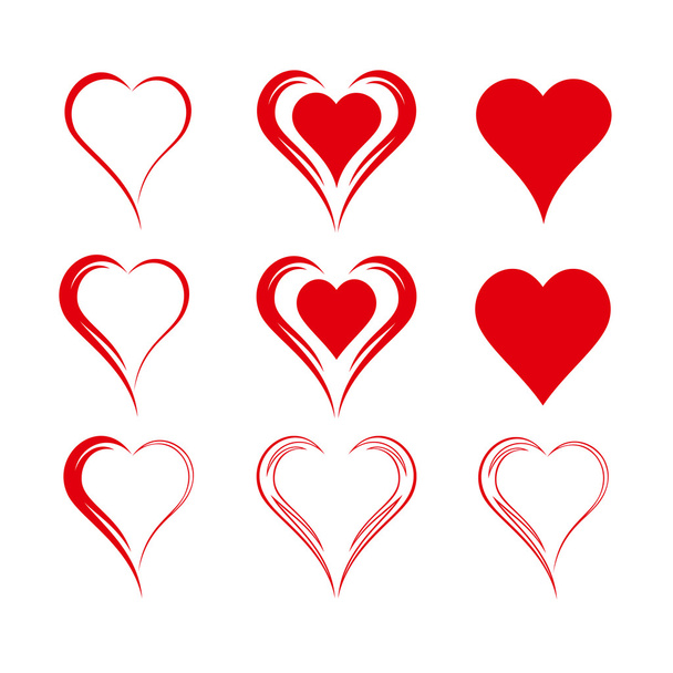 Conjunto de nueve simples corazones vectoriales aislados
 - Vector, Imagen
