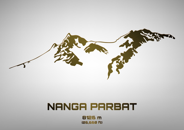 Контурная векторная иллюстрация бронзы Mt. Нанга-Парбат
 - Вектор,изображение
