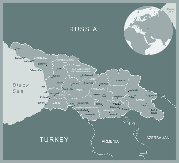 Грузія - детальна карта з адміністративними поділами країни. Векторні ілюстрації - Вектор, зображення