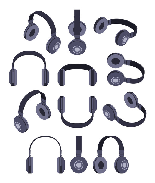 Ισομετρική μαύρο ακουστικά - Διάνυσμα, εικόνα