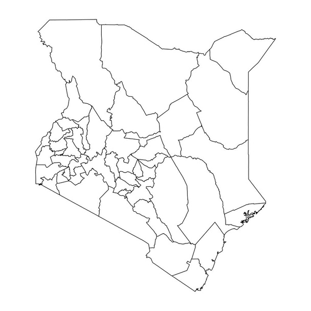 Mapa do Quénia com divisões administrativas. Ilustração vetorial. - Vetor, Imagem
