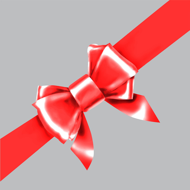 Red bow ribbon gift vector - Vector, Image