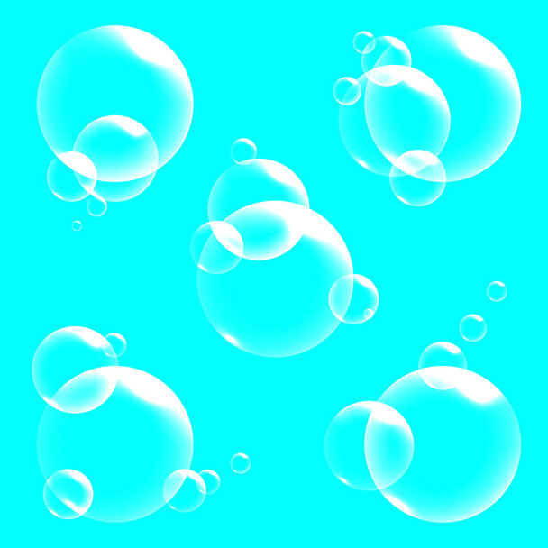 Formes liquides transparentes avec réfraction légère avec gradient arc-en-ciel imitant les bulles de savon - Vecteur, image