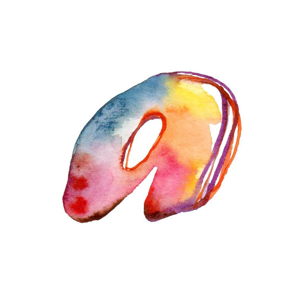 Elle çizilmiş küçük bir "A" harfi ile canlı suluboya çizimi. Neşeli renklerle dolu, büyüleyici bir etki yaratıyor.. - Fotoğraf, Görsel