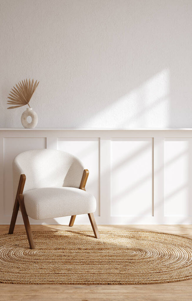 Άνετο λευκό σαλόνι εσωτερικό, σπίτι mockup, 3d καθιστούν - Φωτογραφία, εικόνα