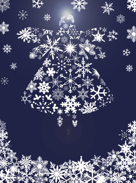クリスマスの天使は雪の飛行 - 写真・画像