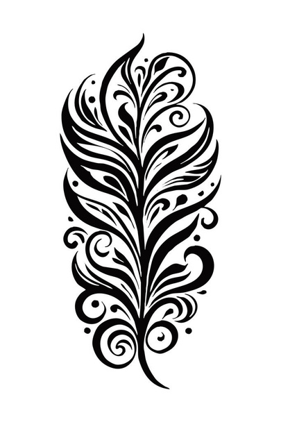 Βοτανικό μαύρο και άσπρο μοτίβο. Για χρήση σε τατουάζ, αφίσες, υφάσματα, εκτύπωση T-shirt. - Φωτογραφία, εικόνα