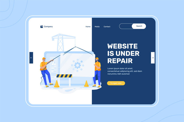 Website under repair illustration on landing page design - Vector, Image