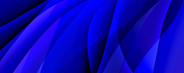 Un primer plano de una cortina azul revoloteando en el viento, mostrando tintes de azul eléctrico, magenta y tonos violetas como ondas de agua - Vector, imagen